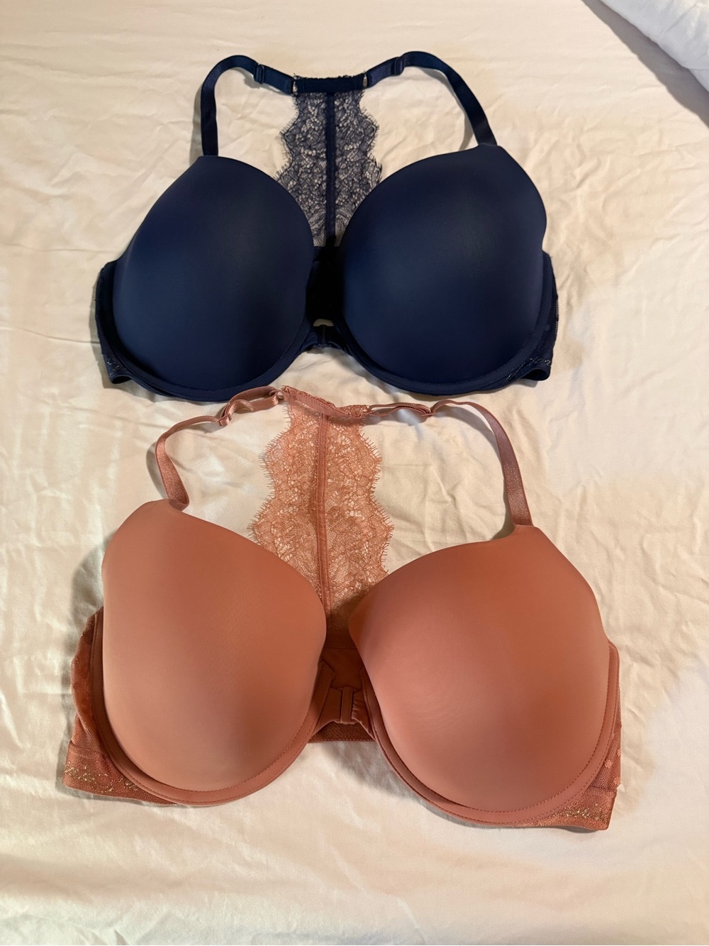 Victoria's Secret T-Shirt Push-Up Full Coverage Lace Racerback Bra Lot of 2/38DD